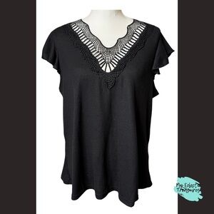 SHEIN Black Lace Detail Blouse